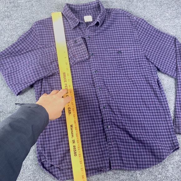VTG J Crew Work Shirt Mens Med Purple Chamois Flannel Button Up Rugged Gingham - Picture 5 of 9